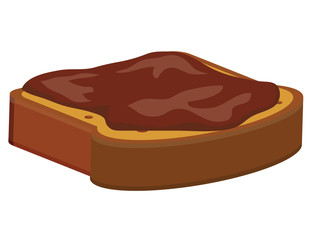 Slice of bread with chocolate spread on top