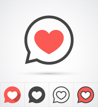 Heart in speech bubble icon. Vector
