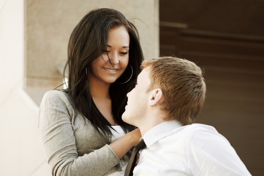 Happy young couple in love outdoor