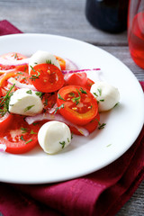 Tasty vegetable salad with mozzarella