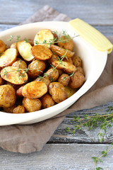 Delicious baked potato  with thyme