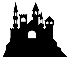 Silhouette of castle in white background