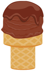 Chocolate ice cream with chocolate sauce on top