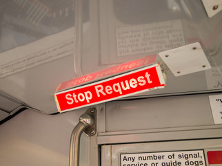 stop request sign on the bus