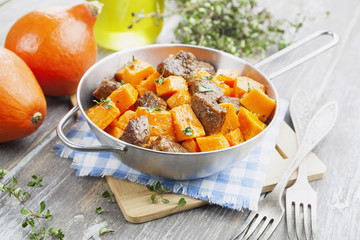 Baked pumpkin with meat