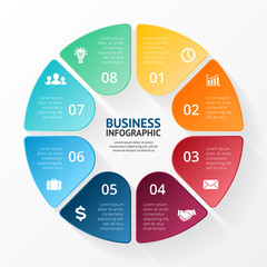 Infographic, diagram, 8 steps, options