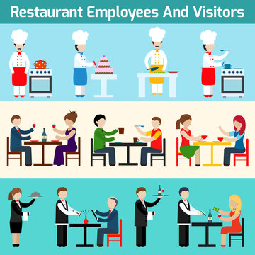 Restaurant employees and visitors