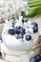 Pavlova cake in winter style