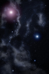 Space with nebula and bright stars.