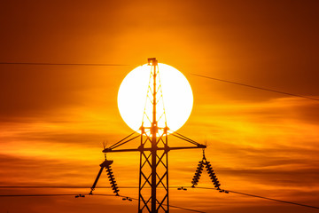 The electrical pylon at sunset