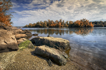 Khortytsia island (Ukraine) Autumn Trees Reflection