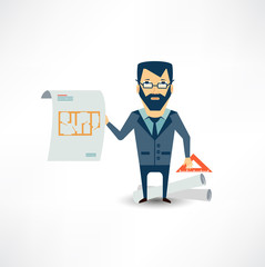 architect showing blueprints