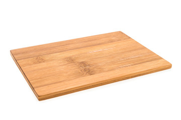Wooden cutting board isolated on white background