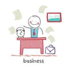 people working at the desk business