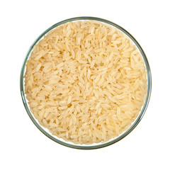 Parboiled rise in glass bowl