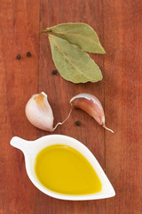 olive oil in bowl and garlic