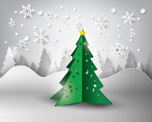 Paper snowflakes christmas tree