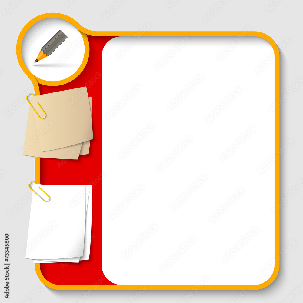 Poster vector text frames for any text with two paper clips and pencil