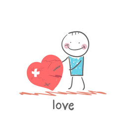 a man stands with a broken heart