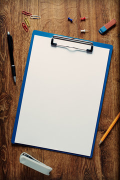 Blank white standard A4 sheet in a clip folder