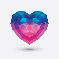 Crystal heart icon. Glass love symbol.