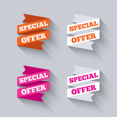 Paper banners or ribbons. Special offer.
