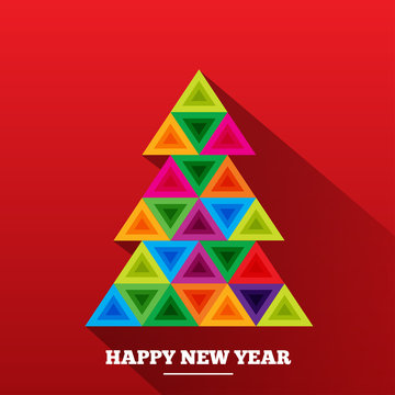 Christmas tree in rainbow triangles.