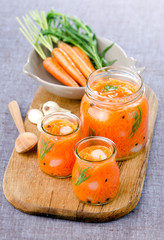 Canned pickled carrots and onions