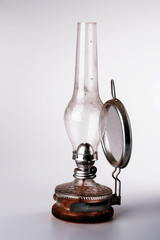 old kerosene lamp isolated on white background