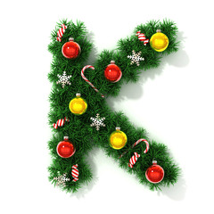 Christmas tree font letter K