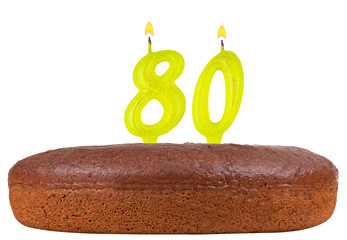 birthday cake candles number 80 isolated
