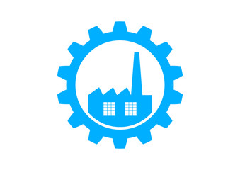 Blue industrial icon on white background