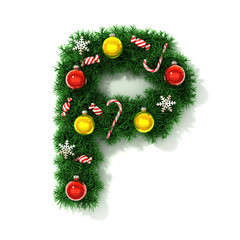 Christmas tree font letter P