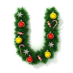 Christmas tree font letter U