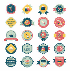 Kitchenware badge flat banner design background set, eps10