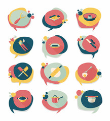 Kitchenware badge flat banner design background set, eps10