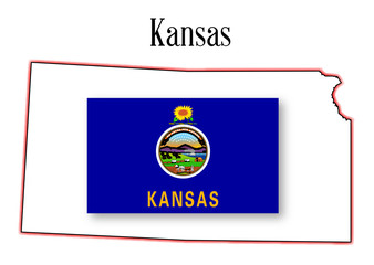 Kansas State Map and Flag