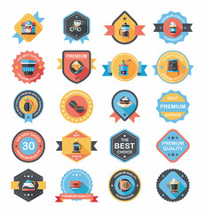 coffee badge design flat background set, eps10