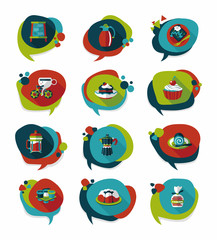 Fototapeta premium Coffee bubble speech flat banner design flat background set, eps