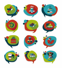 Coffee bubble speech flat banner design flat background set, eps