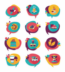 Coffee bubble speech flat banner design flat background set, eps