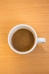 Hot coffee on a table