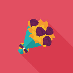 Valentine's Day flower flat icon with long shadow,eps10