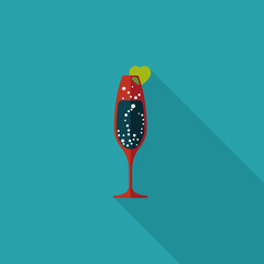 Valentine's day champagne flat icon with long shadow,eps10