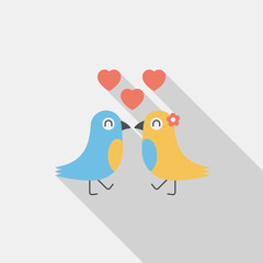 Valentine's Day lover bird flat icon with long shadow,eps10