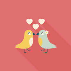 Valentine's Day lover bird flat icon with long shadow,eps10