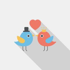 Valentine's Day lover bird flat icon with long shadow,eps10