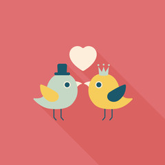 Valentine's Day lover bird flat icon with long shadow,eps10