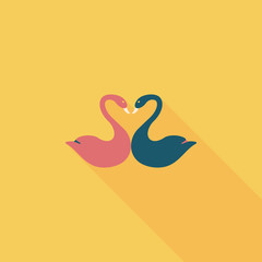 Obraz premium Valentine's Day lover swan flat icon with long shadow,eps10