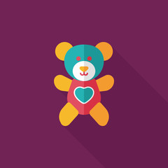 Valentine's day present bear flat icon with long shadow,eps10